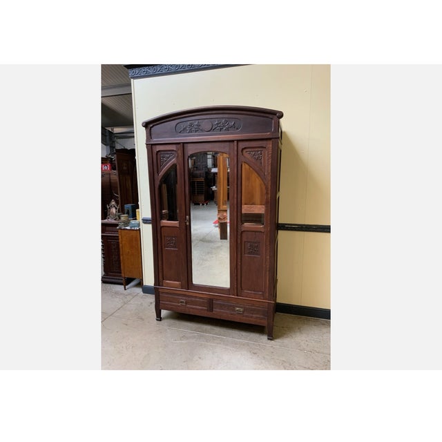 1910s Antique Art Nouveau Wardrobe, 1910 For Sale - Image 5 of 11