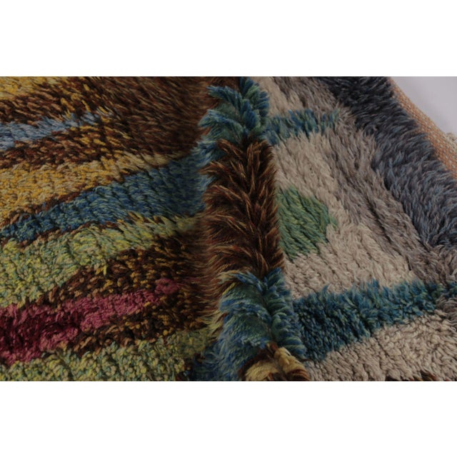 Mustard Vintage Swedish Rya Rug, Earth Tones With Scandinavian Diamond Geometry - Rug & Kilim For Sale - Image 8 of 8