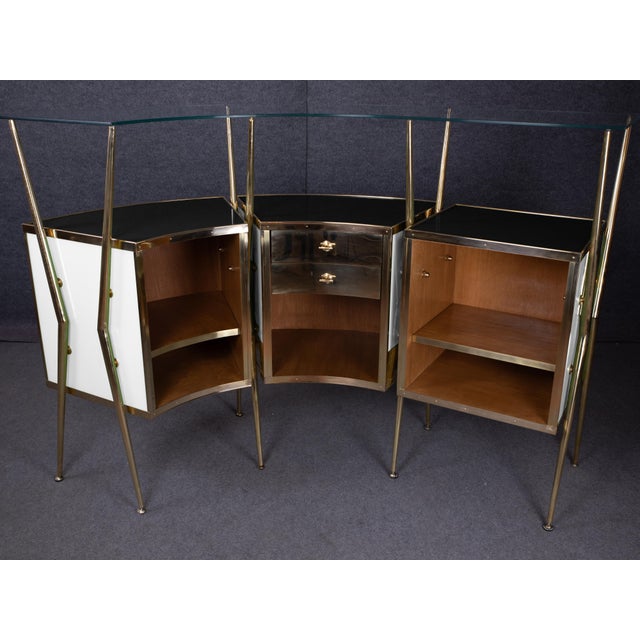 Curved Cocktail Bar in Black and White Murano Glass and Brass from Justfurnituress SRL For Sale - Image 6 of 10