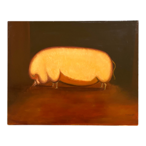 Late 20th Century “Prize Pig” Contemporary Original Oil Painting by Satori Gregorakis