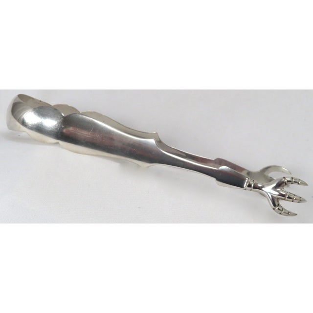 Classic 1840s American Eagle Claw Motif Coin Silver Ice Tongs by Akerly & Briggs in New York City For Sale - Image 4 of 13