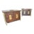 1970s Attributed to Mastercraft Hollywood Regency Burl Wood & Satin Brass Side Cabinets / Nightstands – A Pair For Sale