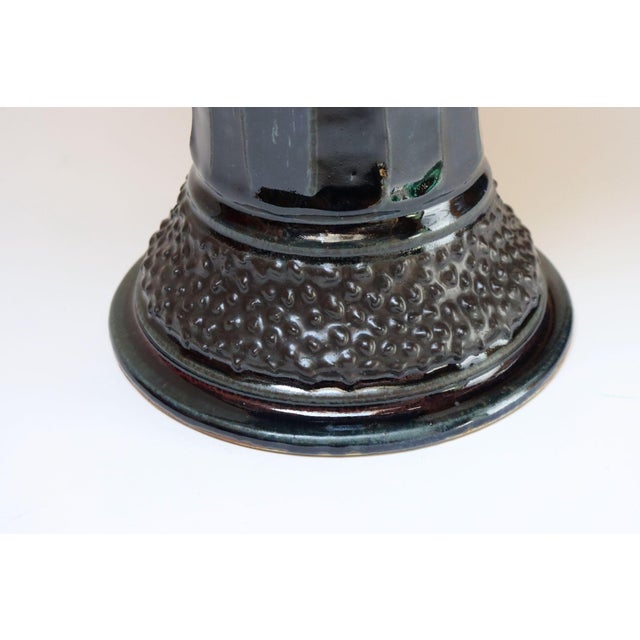 Vintage Studio Pottery Metallic Blue Pedestal / Votive Holder by Deanna Nichols For Sale - Image 16 of 18