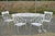 Vintage Wrought Iron Salterini Style Garden Patio Dining Set - 5 Pc Set. Set includes 4 curule armchairs with cut-out leaf...