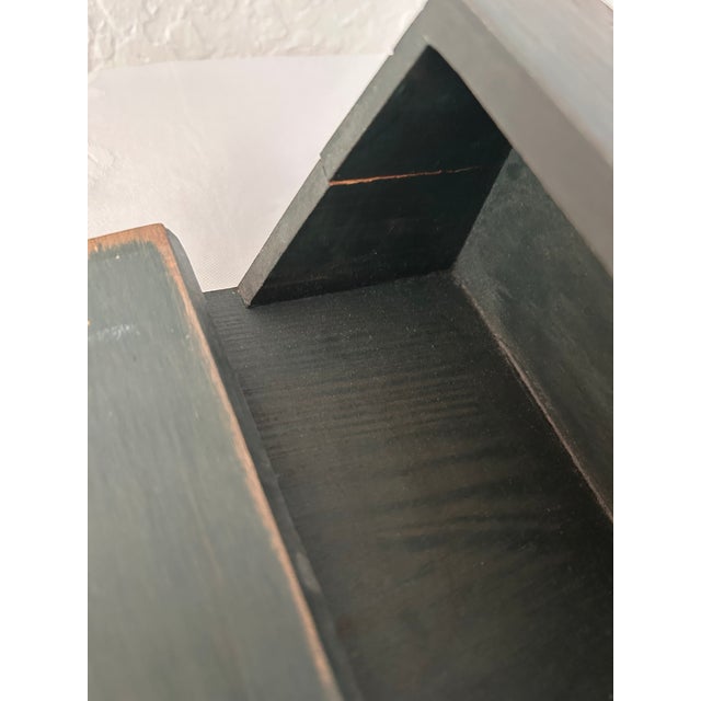 Dark Green Vintage Hanging Wood Shaker Salt Box For Sale - Image 8 of 8