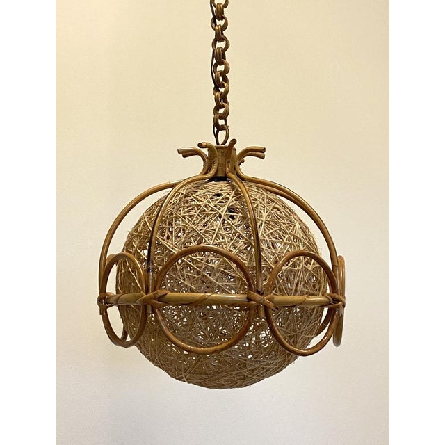 Bamboo and Rope Ceiling Light, 1970s For Sale - Image 15 of 18