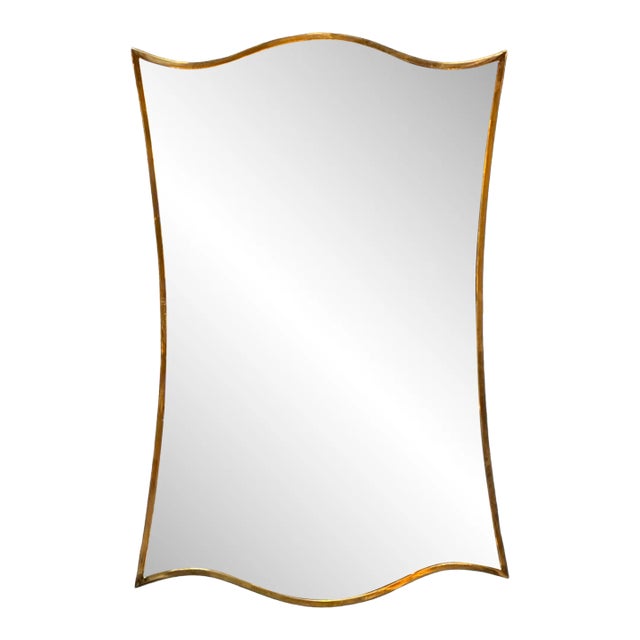 Vintage Italian Sculptural Brass Wall Mirror Italy 1970s For Sale