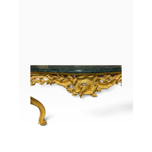 18c Style French Giltwood Rococo Console Table With Marble Top.