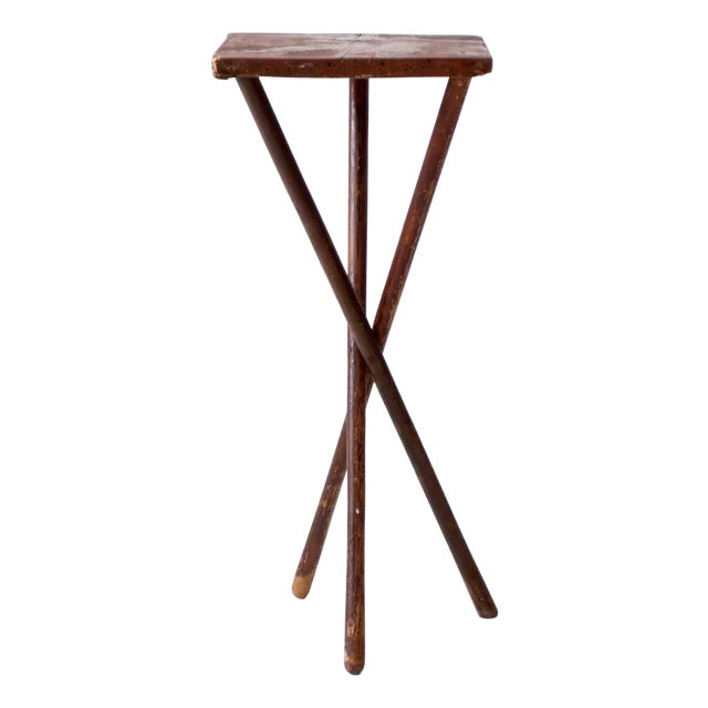Antique Rustic Pine Tripod Side Table For Sale