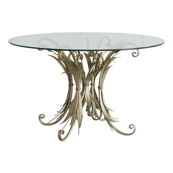 Mid-Century Sheaf of Wheat Coffee with Glass Top from Coco Chanel, 1940s For Sale