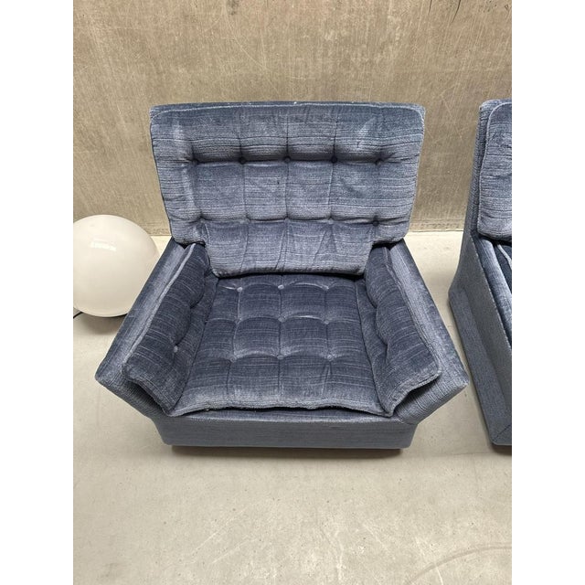 Textile Vintage Space Age Blue Lounge Chairs On Wheels, 1970s, Set of 2 For Sale - Image 7 of 9
