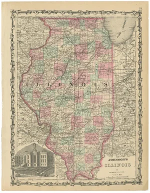 Johnsons Illinois Map, 1864