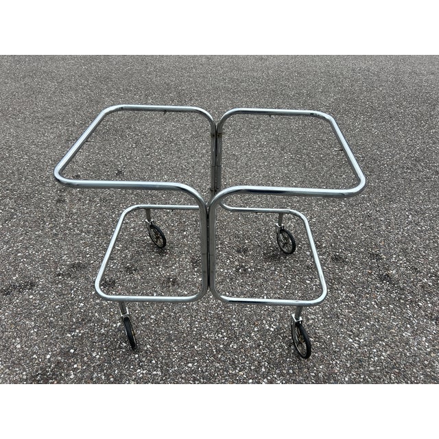 Silver Serving Bar Cart in Chrome and Smoked Glass, 1970s For Sale - Image 8 of 14