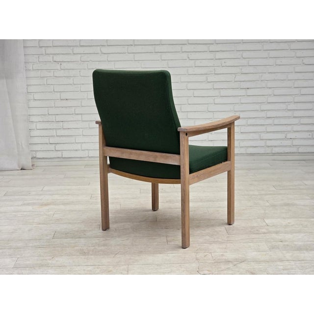 1970s Danish Armchair in Green Furniture Wool and Oak Wood from Høng Stolefabrik, 1980s For Sale - Image 5 of 17