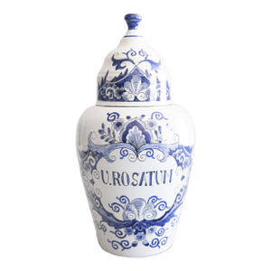 19th Century Dutch Delft Faience Lidded Apothecary Jar