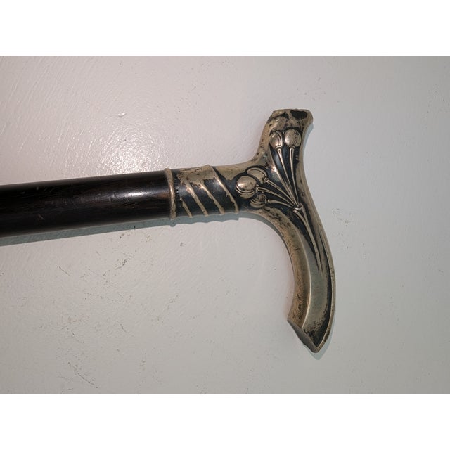 A very beautiful Art Nouveau walking stick, circa 1900, with a Fritz handle, plant motif, engraved monogram, 800 silver...