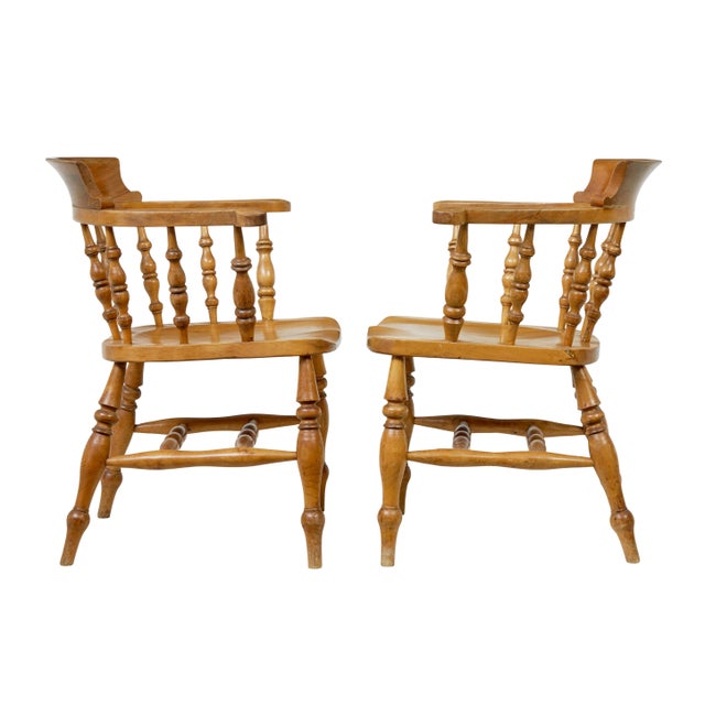 Set of 19th Century Elm Elbow Chairs, 1890s For Sale - Image 3 of 9