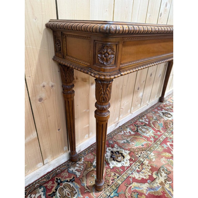 Louis XVI Style Varnished Carved Wood Console Table, 1950s For Sale - Image 3 of 8