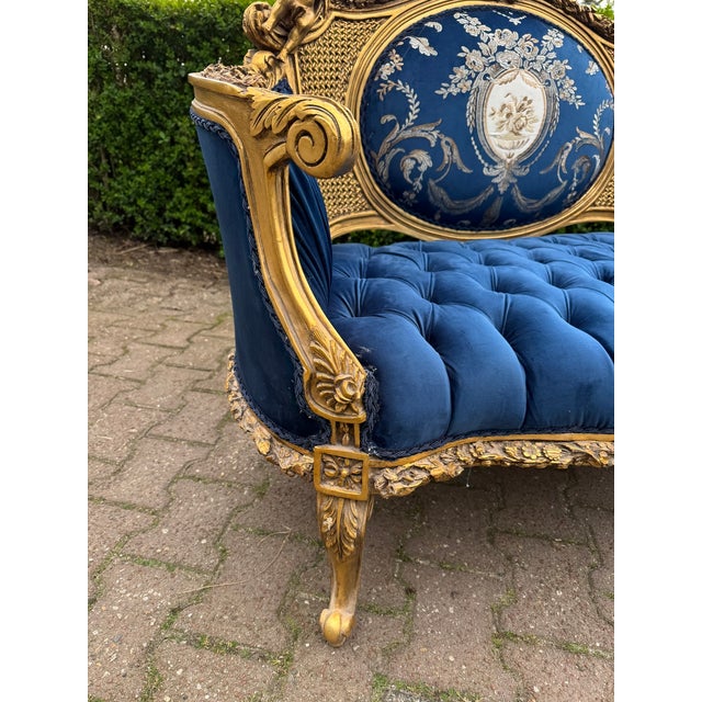Bring refined French elegance into your interior with this exceptional Louis XVI corbeille settee, crafted in France circa...
