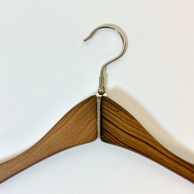 Mid-Century Boho Chic Folding Travel Wood Hanger With Lint Brushes. For Sale - Image 4 of 14