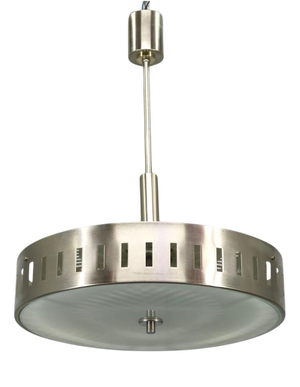 Space Age UFO Pendant Light in Metal and Glass, Czechoslovakia, 1970s