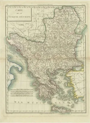 Antique Map of European Turkey by Pierre Antoine Tardieu
