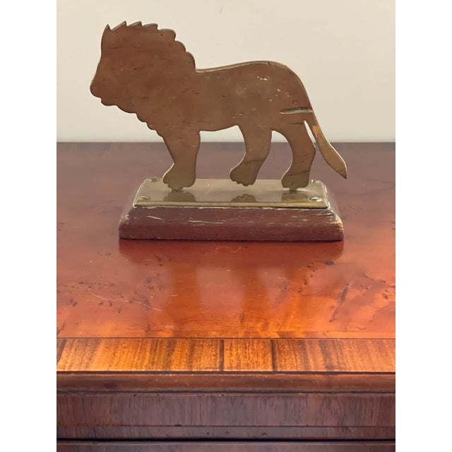 Vintage Brass Lion and Wood Bookends- Set of 2 For Sale - Image 10 of 12