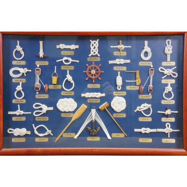 Late 20th Century Vintage Nautical Maritime Sailing Rope Knots Boat Ship Shadow Box Display 24" For Sale - Image 5 of 11