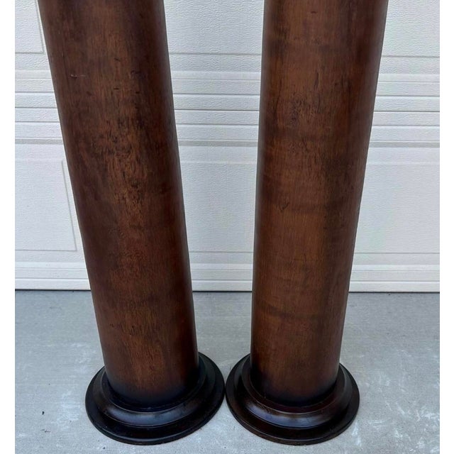 Pair of Custom Vintage Wooden Corinthian Column Pedestals With Capitals For Sale - Image 17 of 18