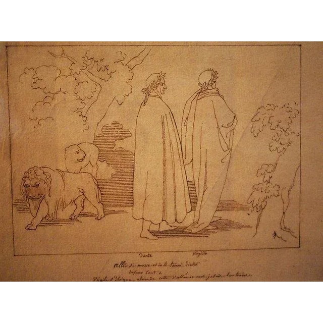 Early 19th Century Early 19th Century Dante's Divine Comedy Pen and Ink Drawings After Flaxman, Framed - Set of 3 For Sale - Image 5 of 13