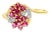 Diamond Ruby Cluster Ring 14k Yellow Gold, Size 7 For Sale
