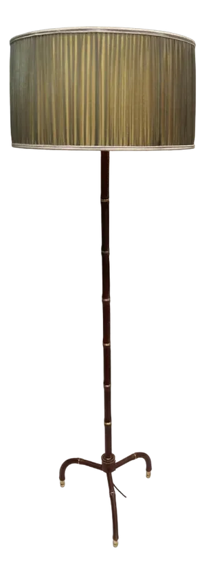 Leather Sheathed Floor Lamp by Jacques Adnet, 1950s