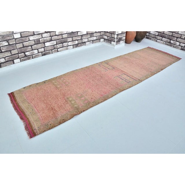 Peach Vintage Tribal Hallway Runner For Sale - Image 8 of 10