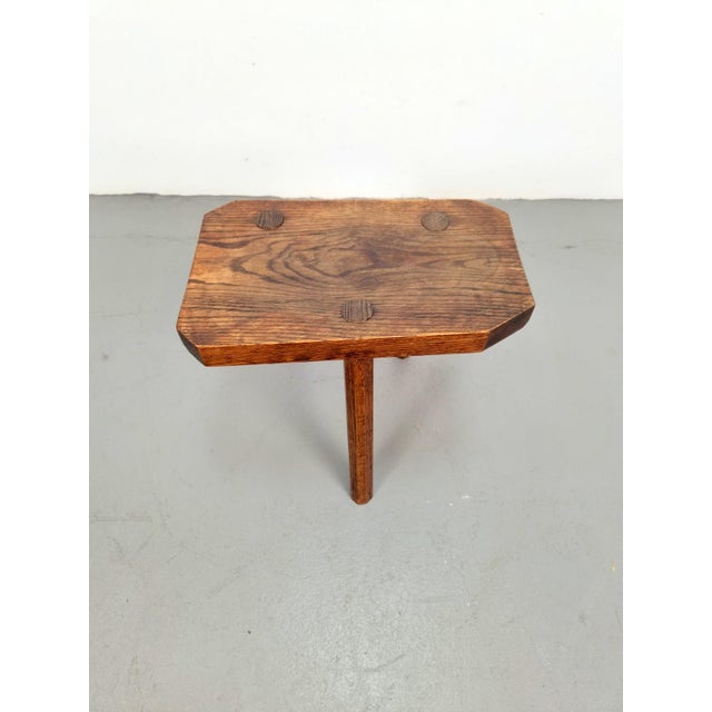 Wood Vintage French 3-Legged Milking Stool in Oak, 1950s For Sale - Image 7 of 9