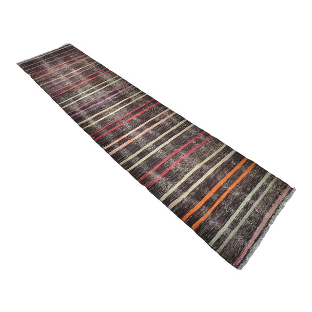 1950s Colourful Oushak Kilim Runner For Sale