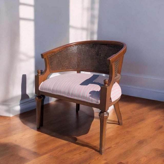 Regency Revival Cane Barrel-Back Armchair, 1970s For Sale - Image 13 of 18