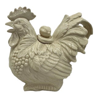 Kaldun & Bogle Cream Ceramic Rooster Teapot For Sale