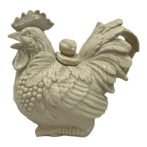 Kaldun & Bogle Cream Ceramic Rooster Teapot
