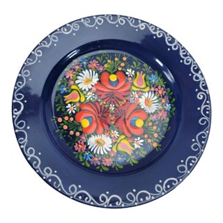 Vintage Hand Painted Floral Porcelain Plate For Sale
