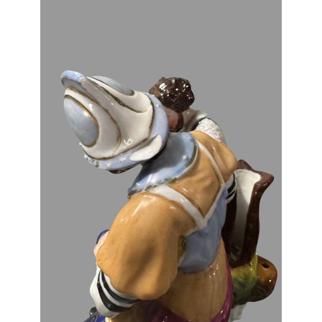 Antique Victorian 9" Figural Porcelain Landscape Group of 2 Gents Playing Dice For Sale - Image 6 of 8