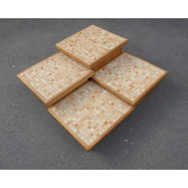 Modular Pink Mosaic and Inlaid Oak Coffee Table, 1960s, Set of 4 For Sale - Image 17 of 18