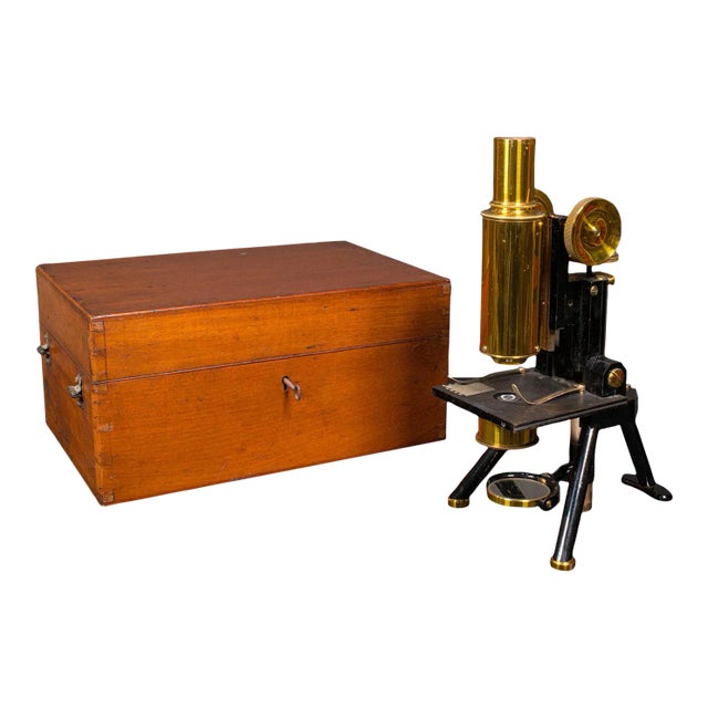 1900s Edwardian Antique Cased Microscope, English, Scientific Instrument, Swift & Son For Sale