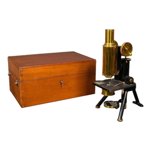1900s Edwardian Antique Cased Microscope, English, Scientific Instrument, Swift & Son