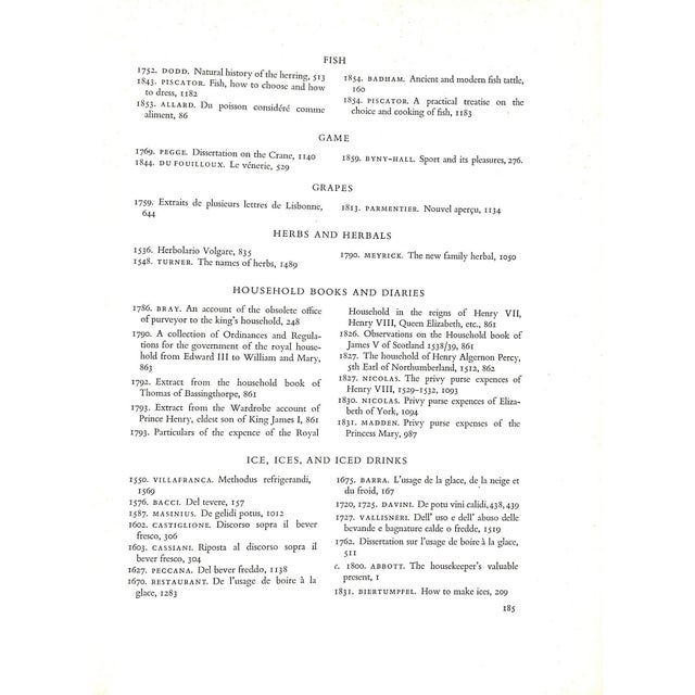 "Bibliotheca Gastronomica: A Catalogue of Books and Documents on Gastronomy (Inscribed)" 1953 Simon, Andre L. For Sale - Image 10 of 12