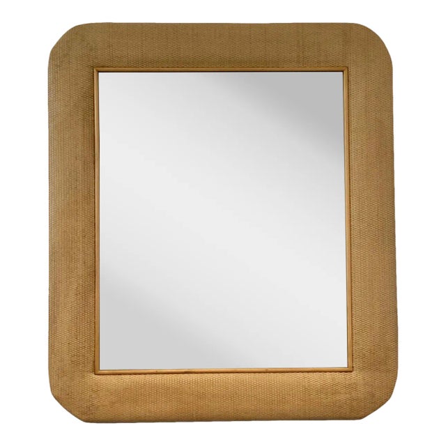 1980s Natural Rattan Weave Over-Sized Mirror For Sale