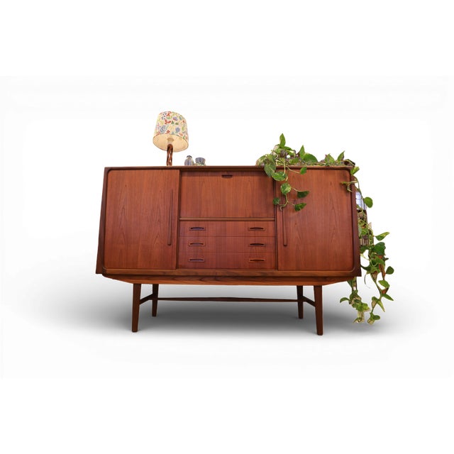Vintage Danish Teak Cabinet with Bar Section and Sliding Doors from Clausen & Søn, 1960s For Sale - Image 16 of 18