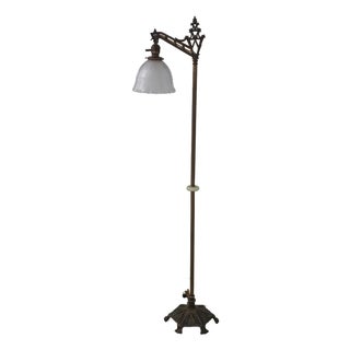 Vintage Art Deco Brass & Alabaster Floor Lamp For Sale