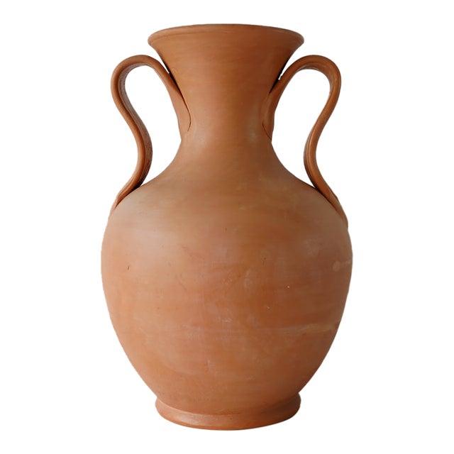 Vintage Italian Terracotta Ceramic Amphora Vase For Sale