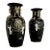 Pair of Monumental Chinoiserie Black & Gilt Figural Floor Vases, 36” For Sale