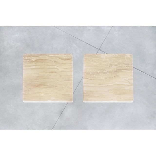 Vintage Italian Modern Travertine Side Tables, 1980s For Sale - Image 9 of 11